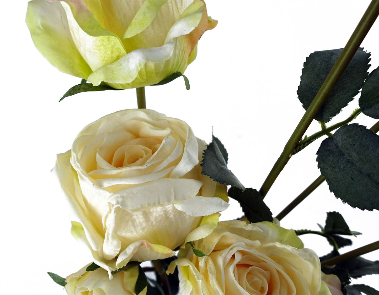60cm Cream Rose Artificial Flowers Spray 4 Flowers 3 Buds – image 4
