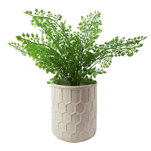 16cm White Honeycomb Ceramic Planter – image 2