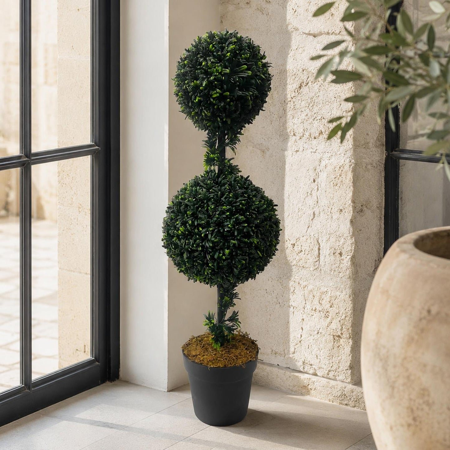 90cm Podocarpus Double Ball Topiary Tree Artificial – image 5