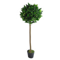 120cm Plain Natural Trunk Artificial Topiary Bay Laurel Ball Tree