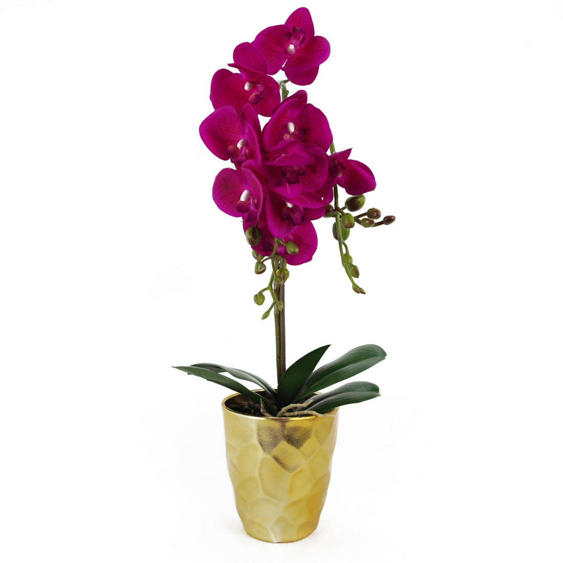 54cm Artificial Orchid Plant Dark Pink Gold Pot — wholesale artificial plants