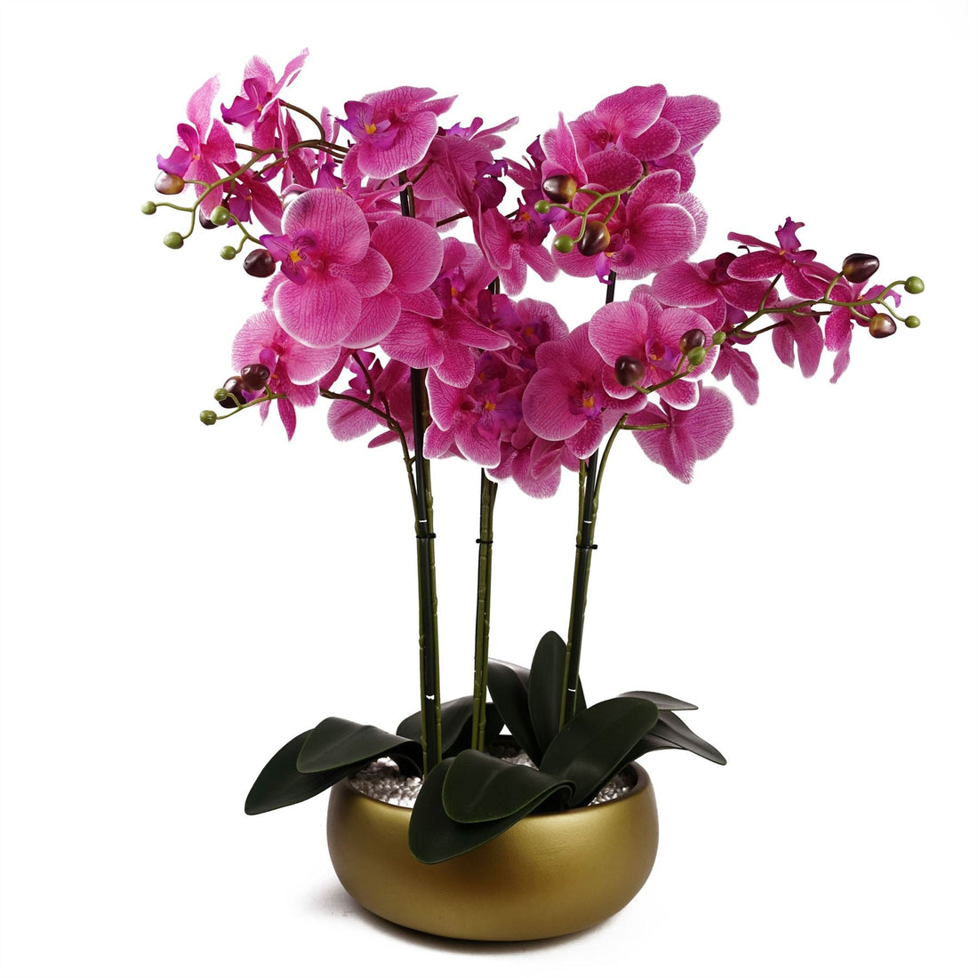 60cm Orchid Artificial Pink Gold Ceramic Planter — wholesale artificial plants