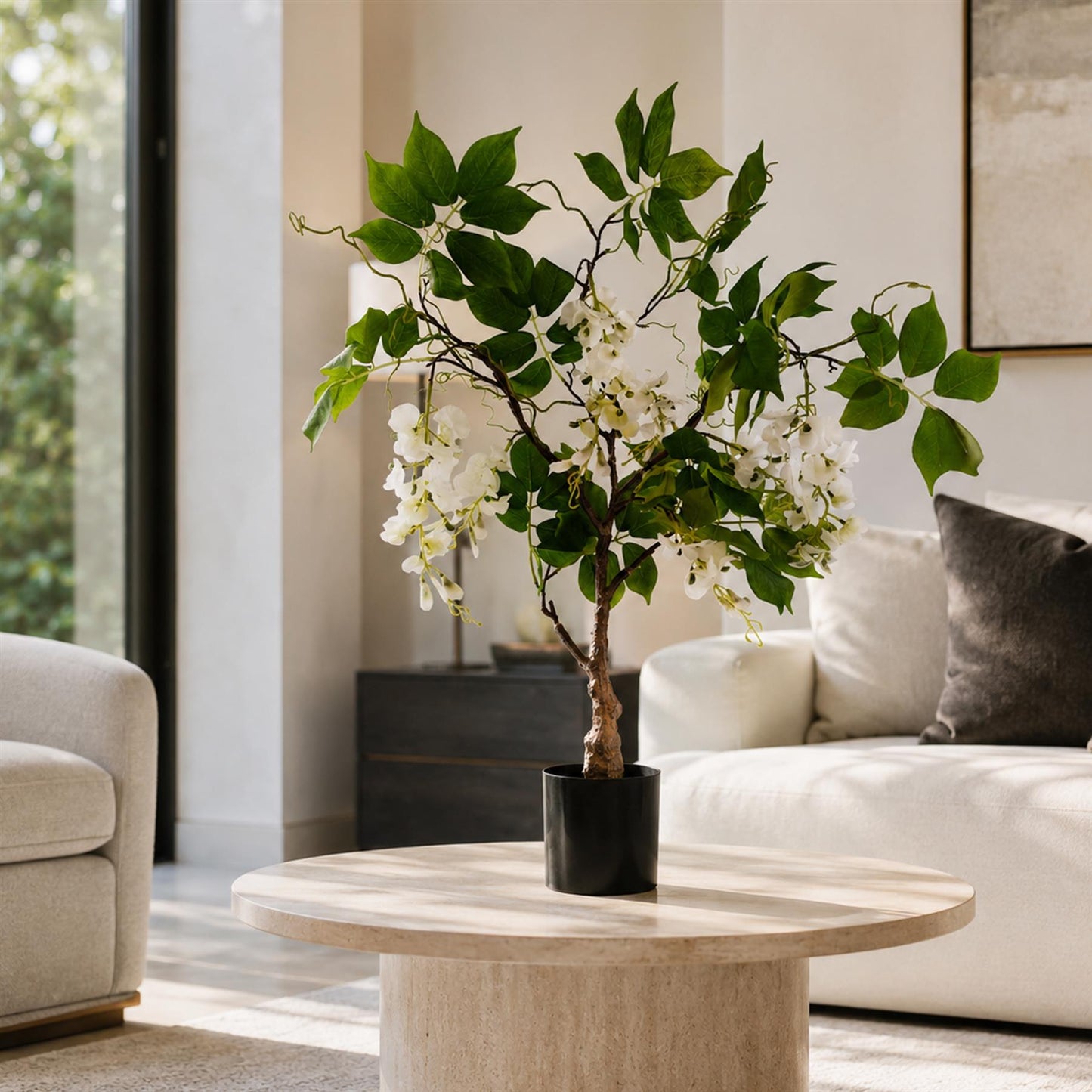 90cm Artificial White Wisteria Bush – image 4