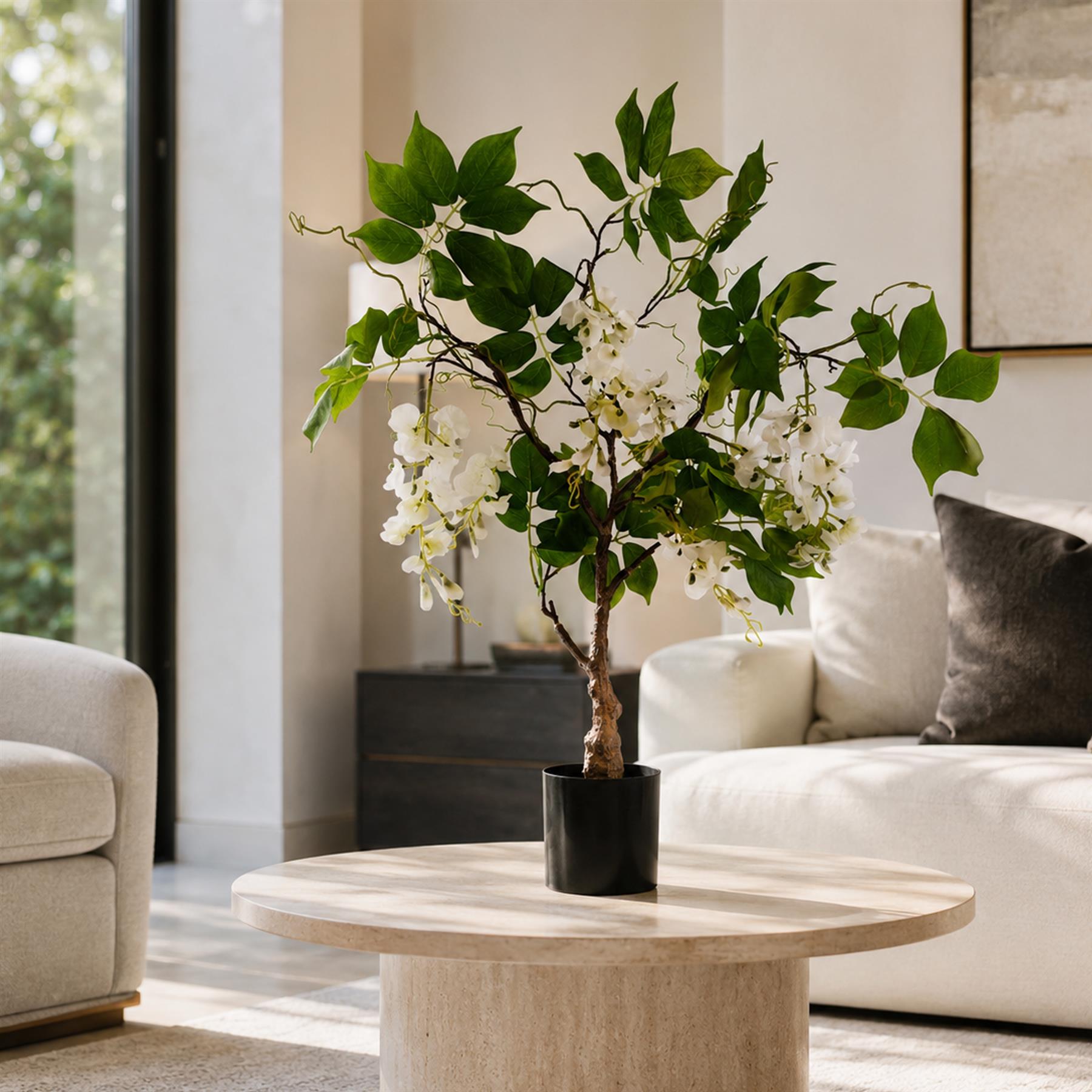 90cm Artificial White Wisteria Bush – image 4