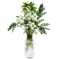 75cm Artificial White Starflower Display Ombre Glass Vase