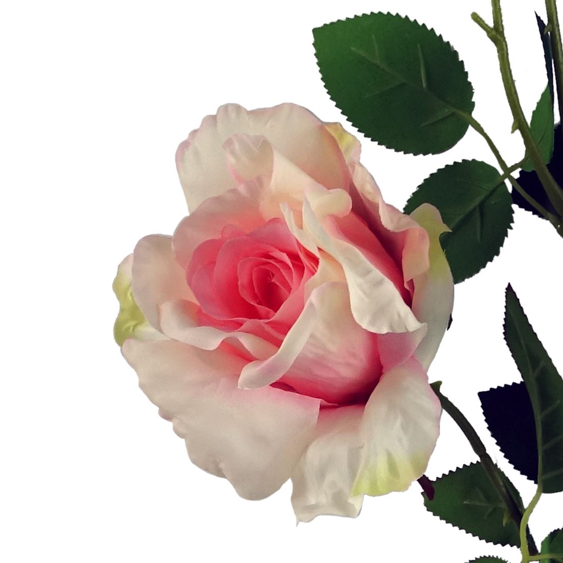 80cm Artificial Pink Rose Stem 3 flowers – image 3