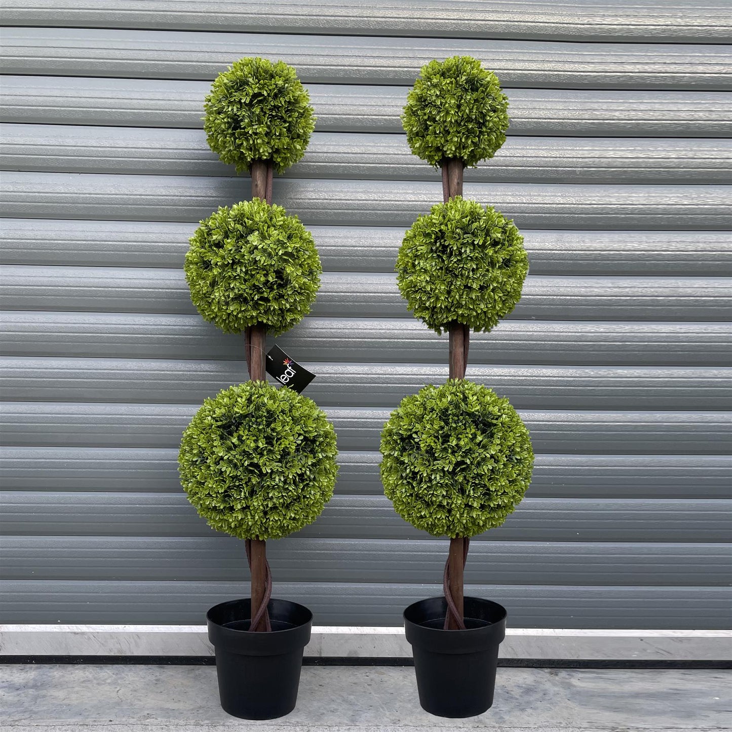 120cm Artificial Pair of Green Triple Ball Topiary Trees – image 3