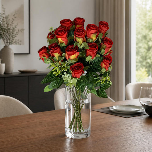 52cm Artificial Red Rose Bunch – image 2