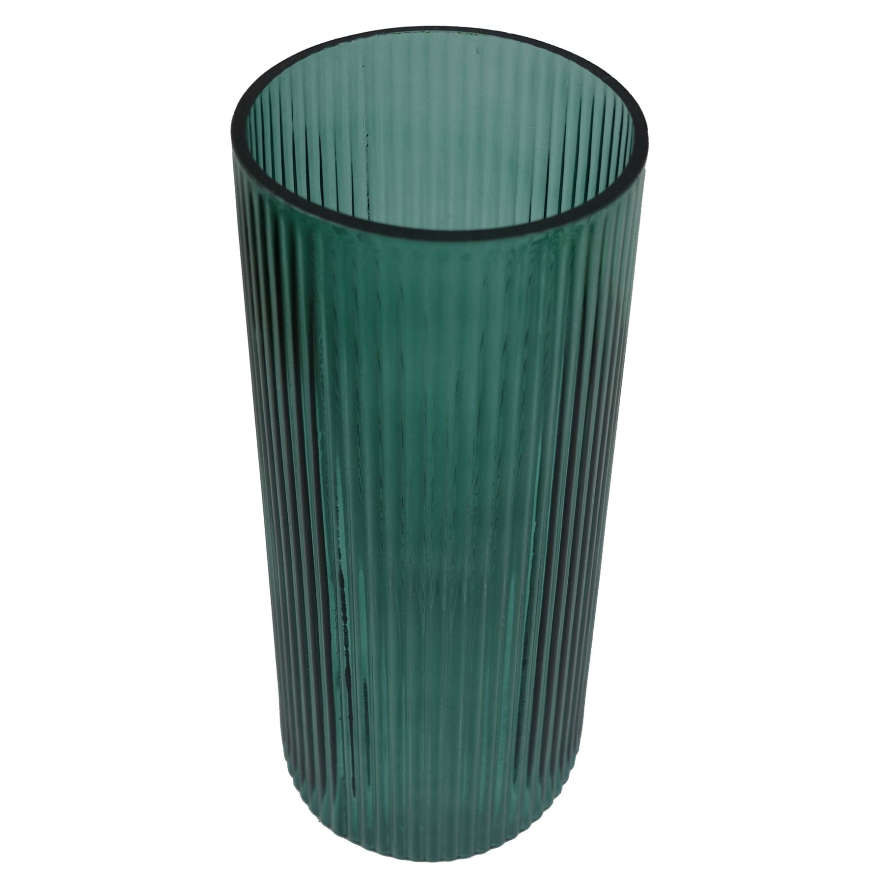 28cm Green Ridged Glass Vase – image 3