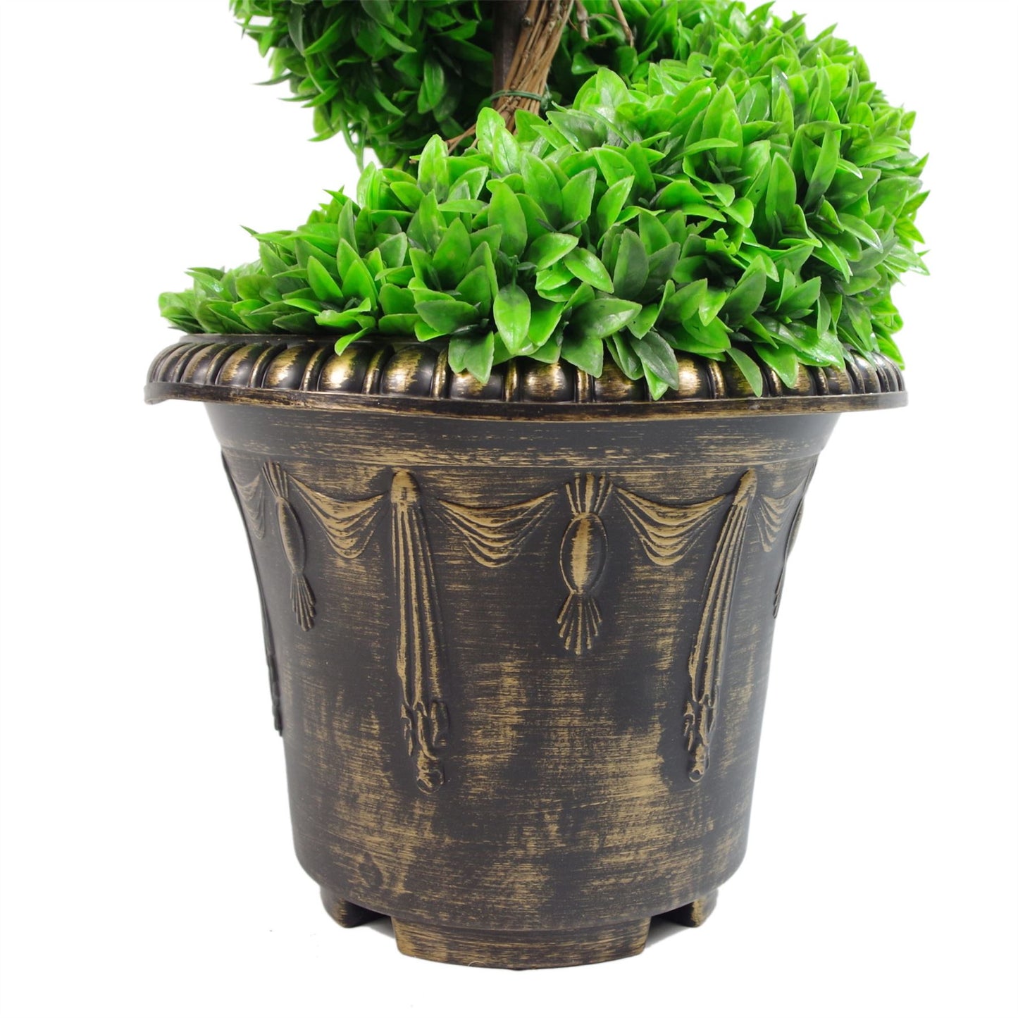 90cm Artificial Green Large Leaf Spiral with Decorative Planter – image 6