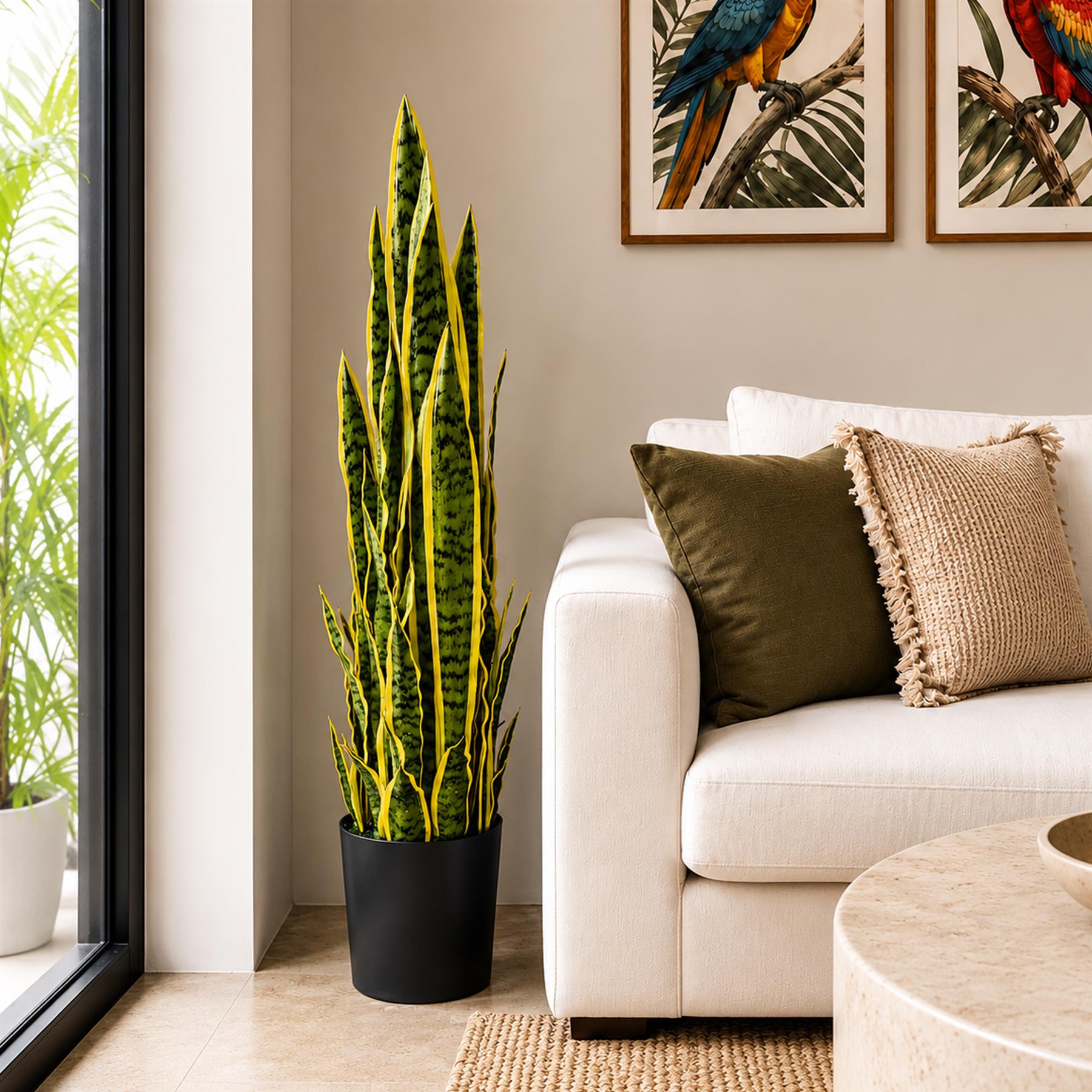 90cm Artificial Sansevieria Yellow Green Indoor Plant – image 4