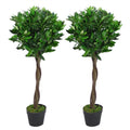 Pair of 90cm Twisted Stem Artificial Topiary Bay Laurel Ball Trees