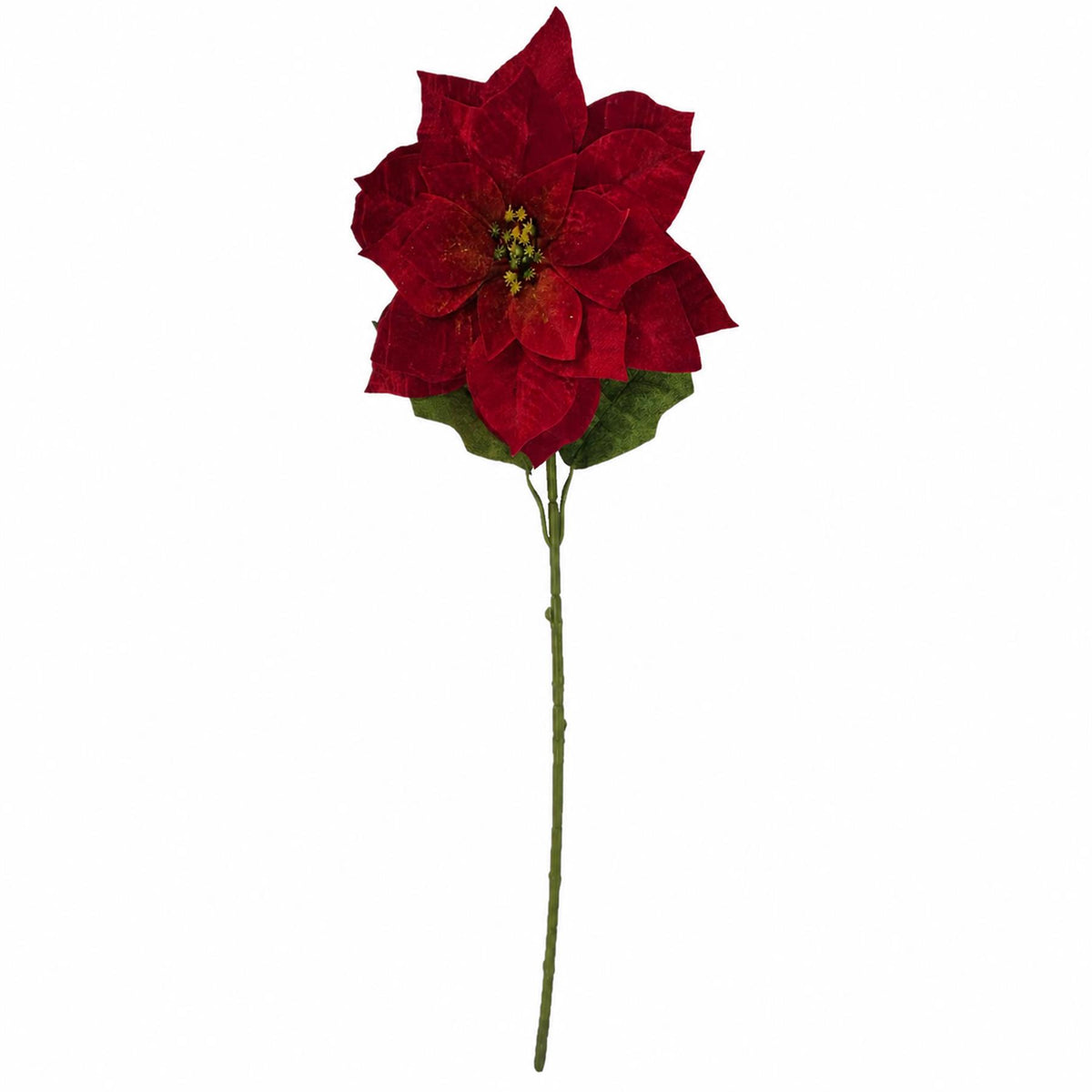 80cm Artificial Luxury Red Velvet Poinsettia Stem – image 2