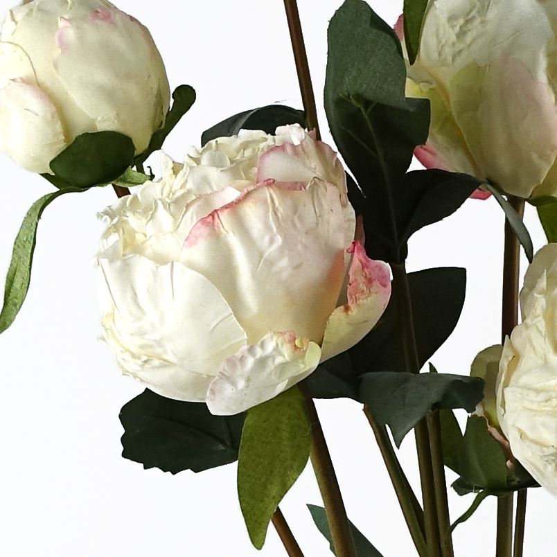 55cm Cream Peony Artificial Flowers Spray 4 Flowers 3 Buds – image 3