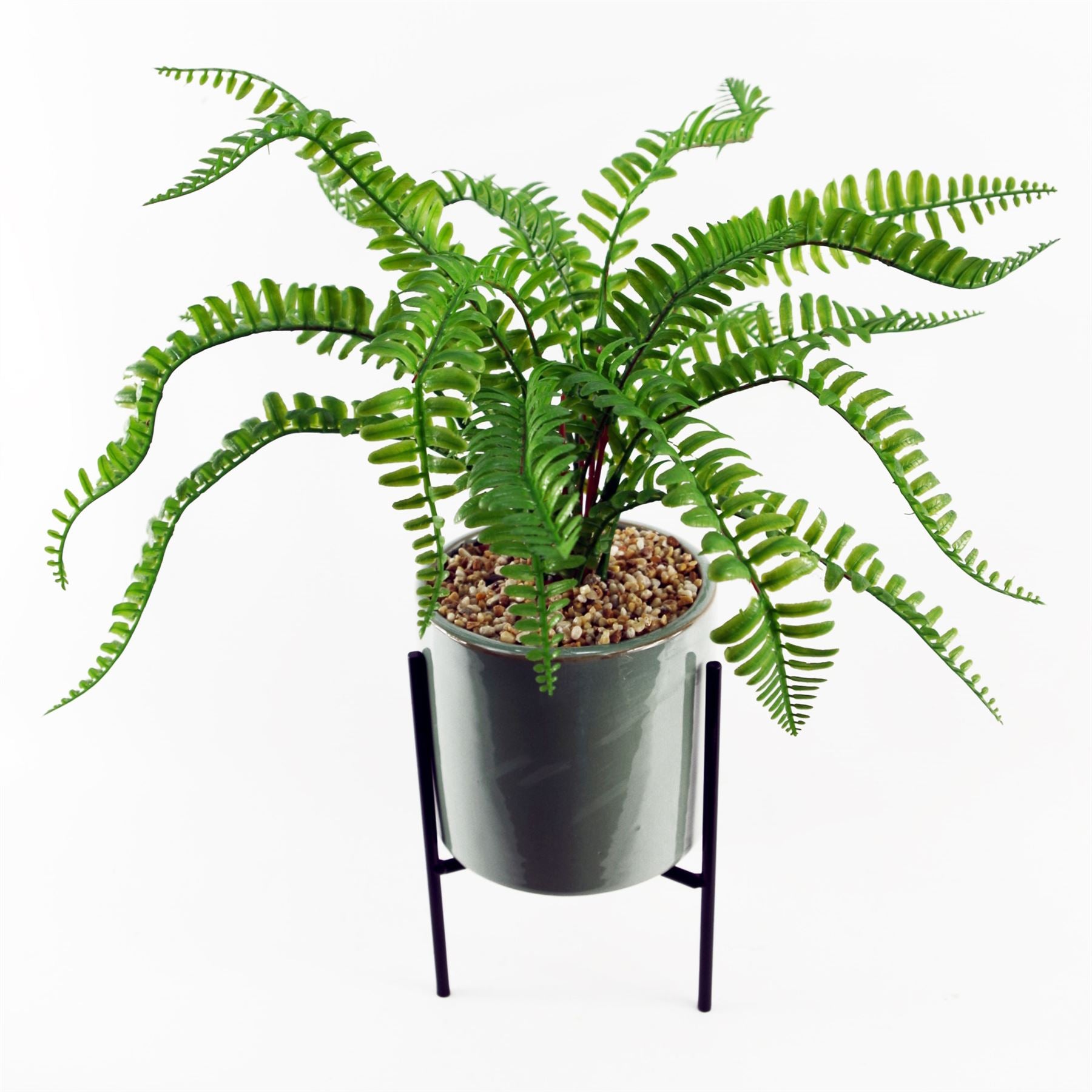 40cm Artificial Fern with Ceramic Planter Stand – image 6