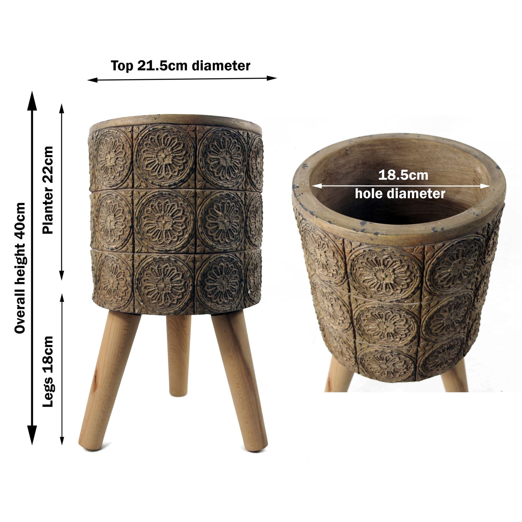 x 21.5cm Zandi Flowers Composite Large Planter 40cm – image 3