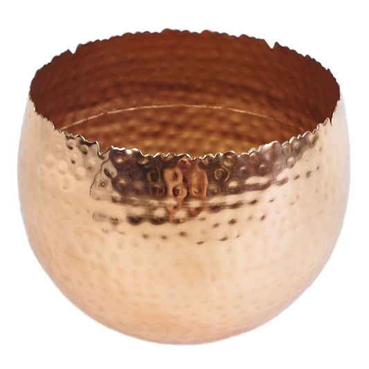 17cm Leaf Large Planter 22 x Hammered Copper Plated Curvy Edge