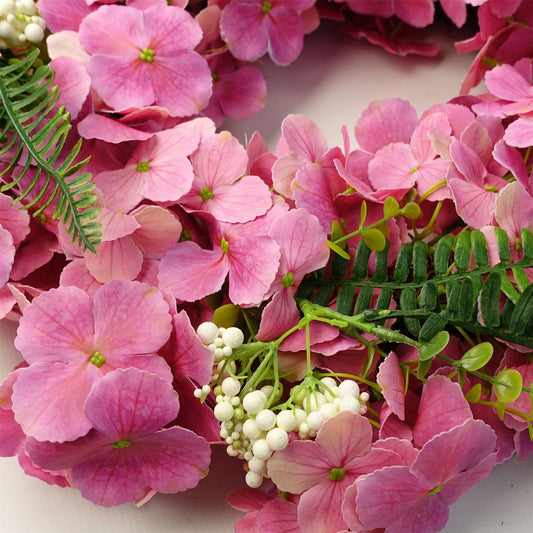 Artificial 40cm Pink Floral Blossom Wreath – image 2