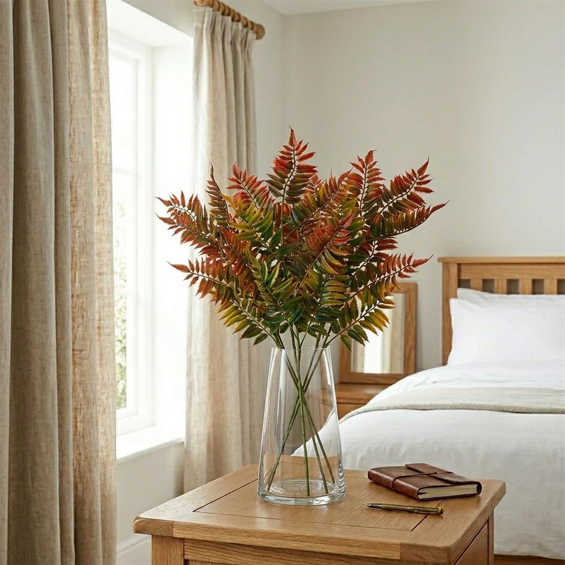 50cm Artificial Fern Spray Stem Autumn Orange – image 4