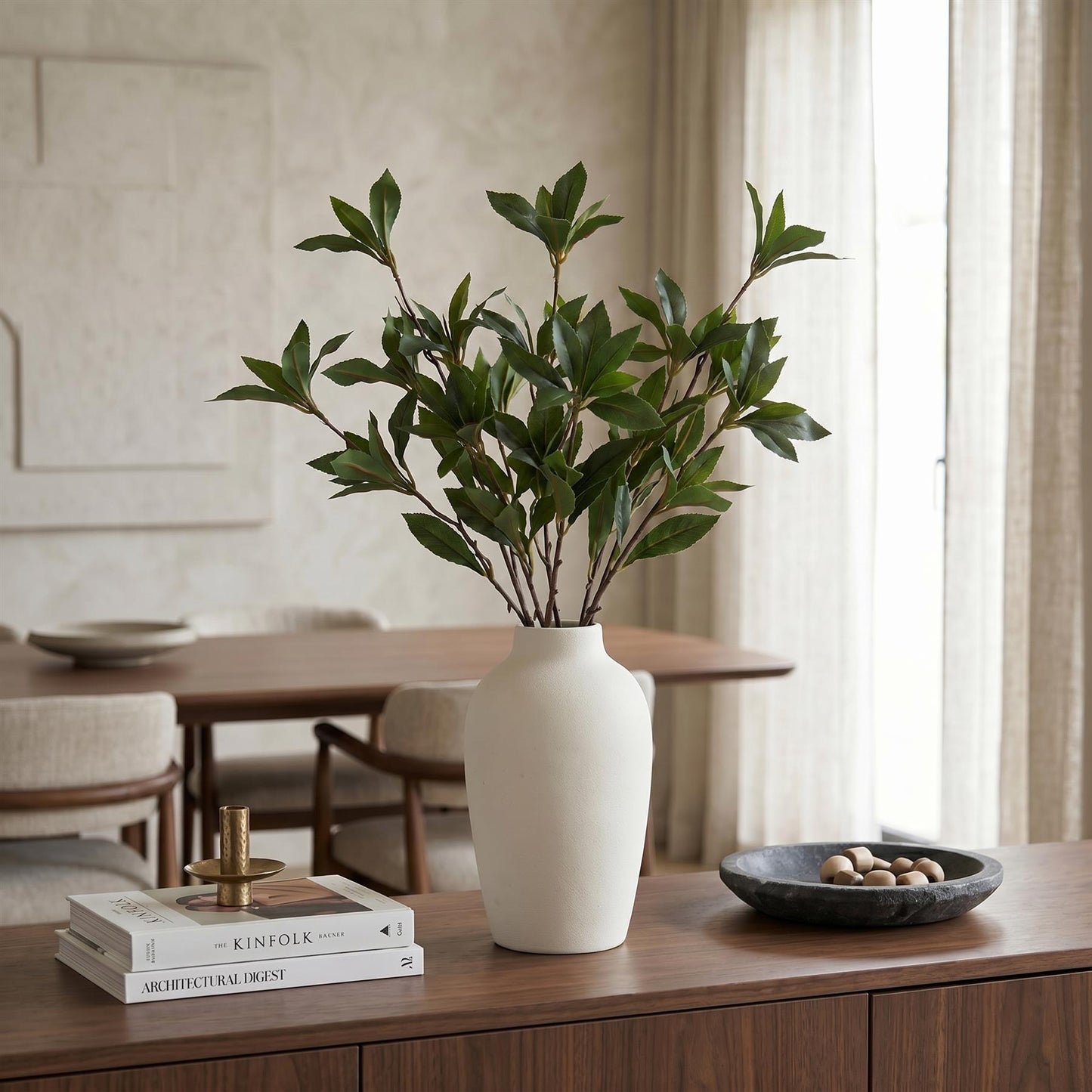 55cm Artificial Laurel Leaf Spray Stem – image 2