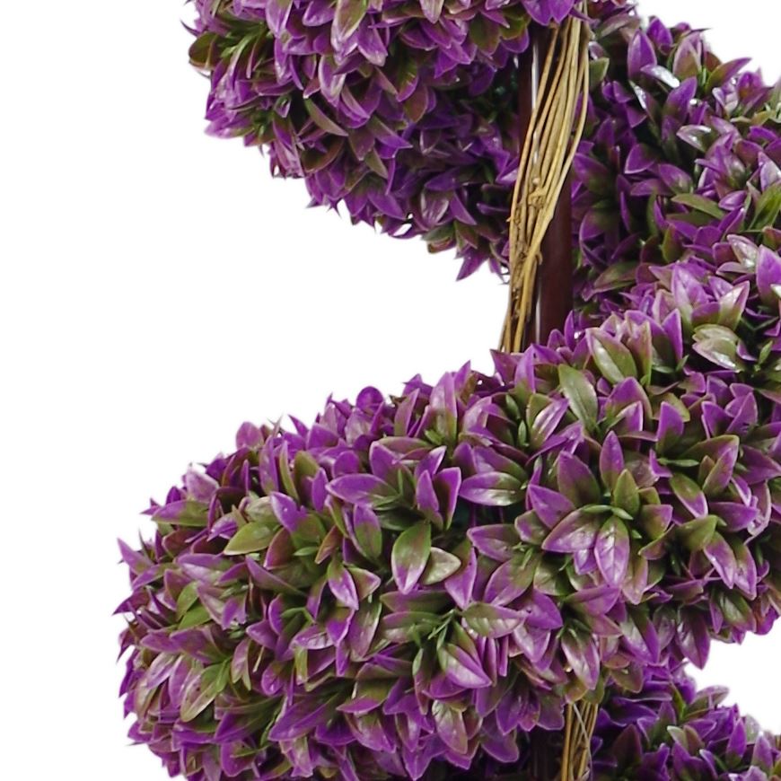 90cm Artificial Pair of Purple Leaf Spiral Topiary Trees with Planters – image 4