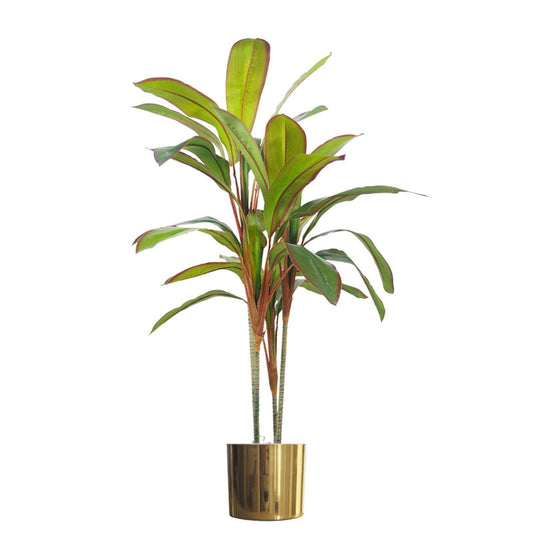 100cm Artificial Potted Dracaena Tropical Plant with Gold Planter – image 2