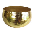 Leaf Metal Bowl Planter 32 x 20cm Hammered Gold Colour Straight Edge