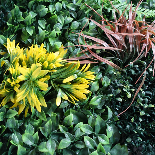 100cm Artificial Tropical Mixed Foliage Green Wall Panel Red Yellow – image 2