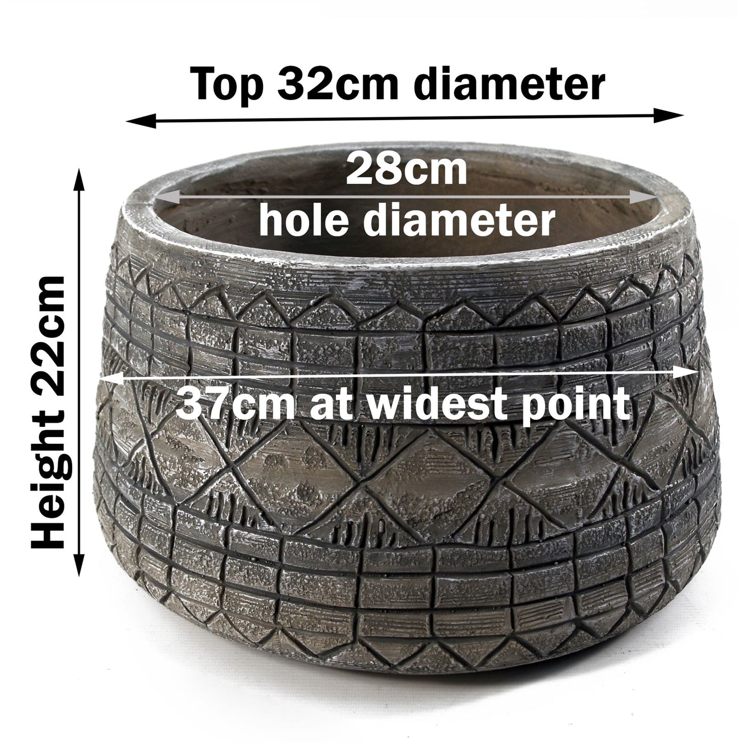 x 37cm Large Grey Gliese Embossed Planter 22cm – image 3