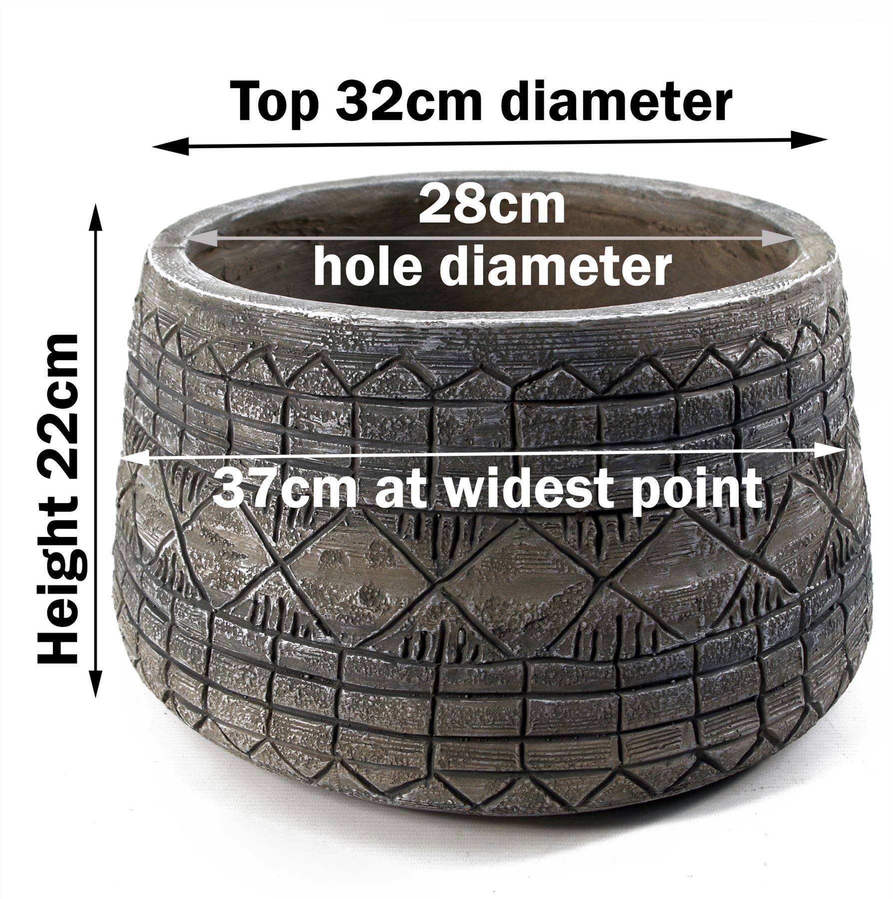 x 37cm Large Grey Gliese Embossed Planter 22cm – image 3