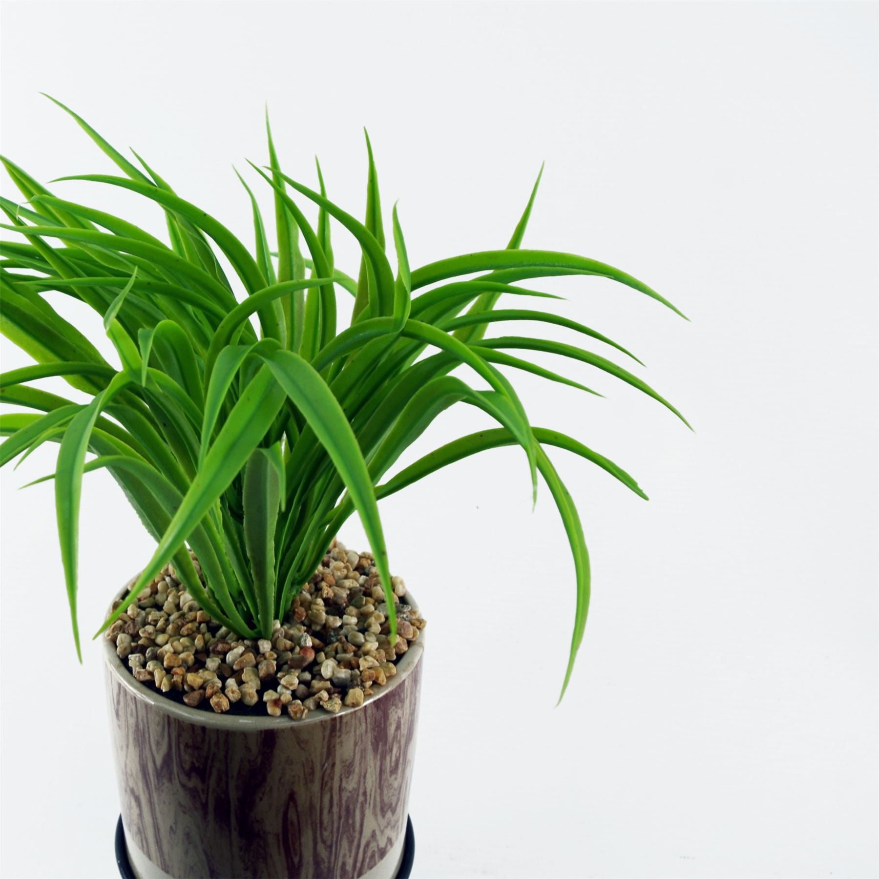 35cm Artificial Grass with Ceramic Planter Metal Stand – image 4