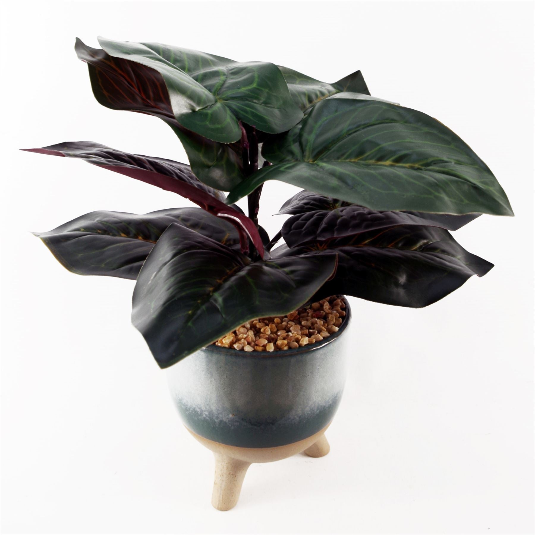 35cm Artificial Ficus Plant with Teal Blue Green Ceramic Planter – image 3