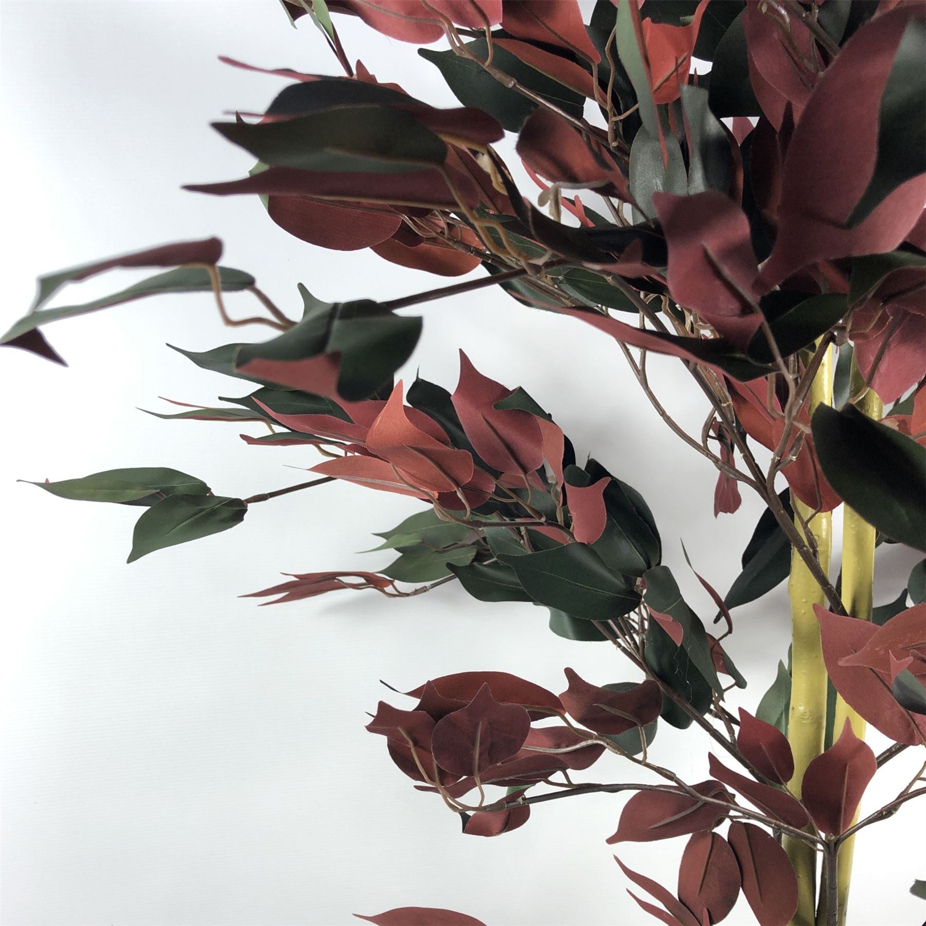120cm Artificial Dark Red Green Ficus Plant Gold Planter – image 3