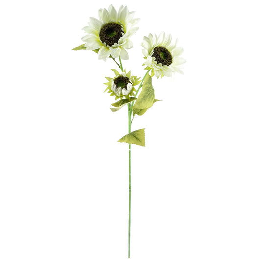 80cm Artificial White and Yellow Sunflower Mix Glass Vase – image 2
