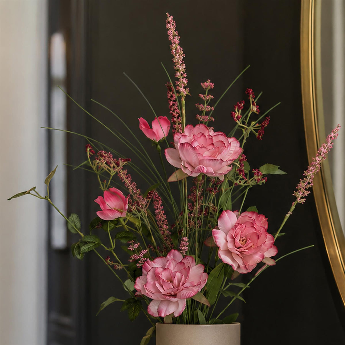 52cm Artificial Pink Peony Wildflower Bouquet