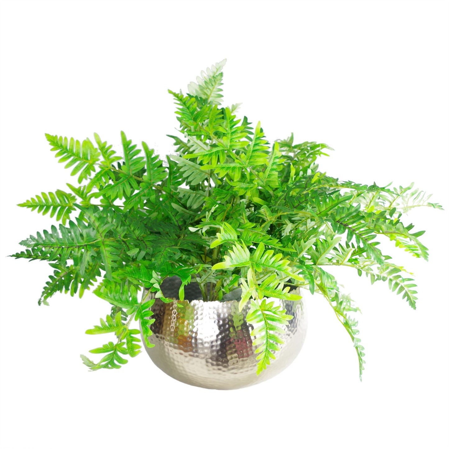 Leaf XL Metal Bowl Planter 32 x 20cm Hammered Silver Colour Curvy Edge – image 2