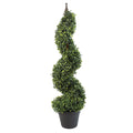90cm Artificial Boxwood Tower Tree Topiary Spiral Metal Top