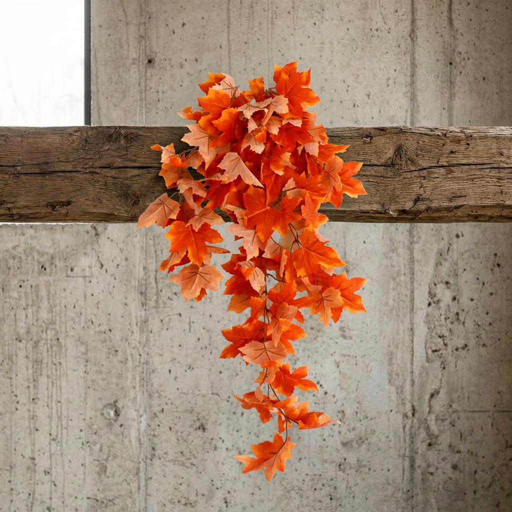 70cm Artificial Trailing Grape Ivy Plant Faux Hanging Foliage Orange – image 3