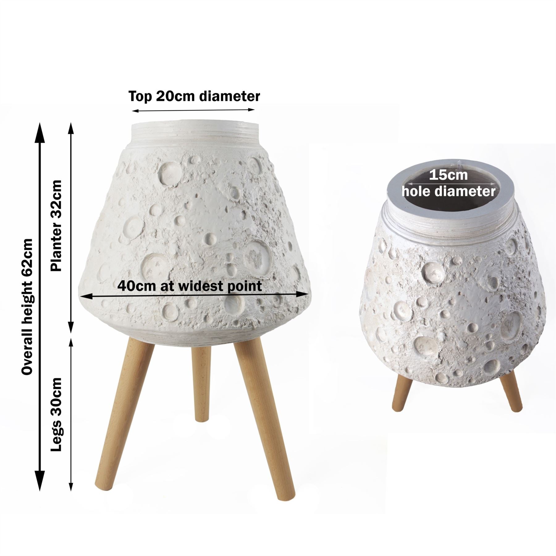 x 40cm Large Lunar White Planter 62cm – image 3