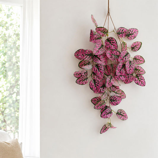 60cm Artificial Pink Polka Dot Plant Hanging Bush