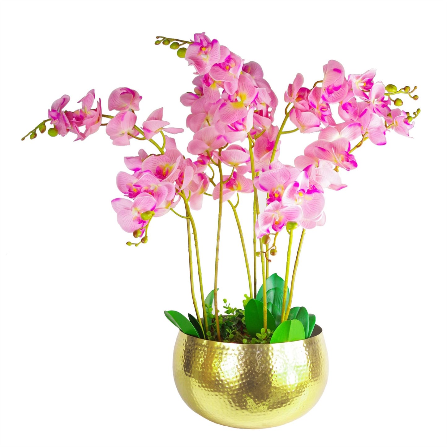 Leaf Metal Bowl Planter 32 x 20cm Hammered Gold Colour Straight Edge – image 4