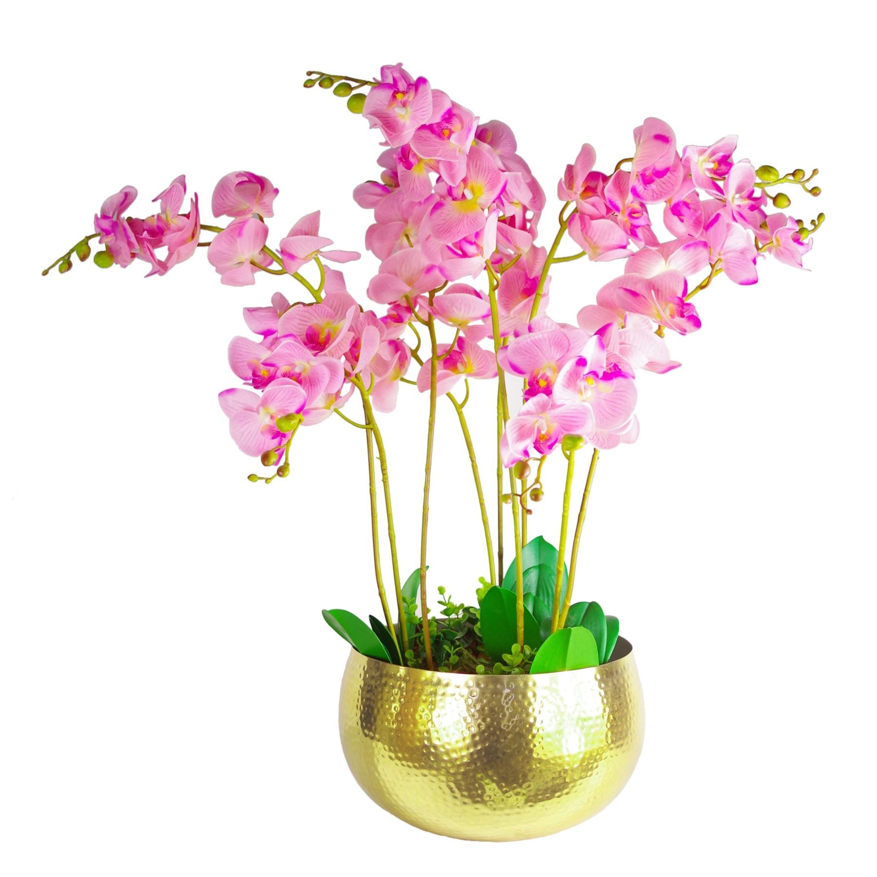 Leaf Metal Bowl Planter 32 x 20cm Hammered Gold Colour Straight Edge – image 4