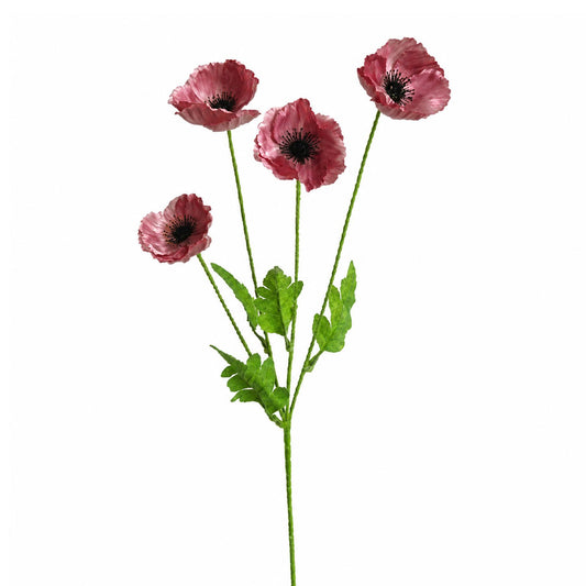 60cm Artificial Purple Poppy Spray - 4 Flowers