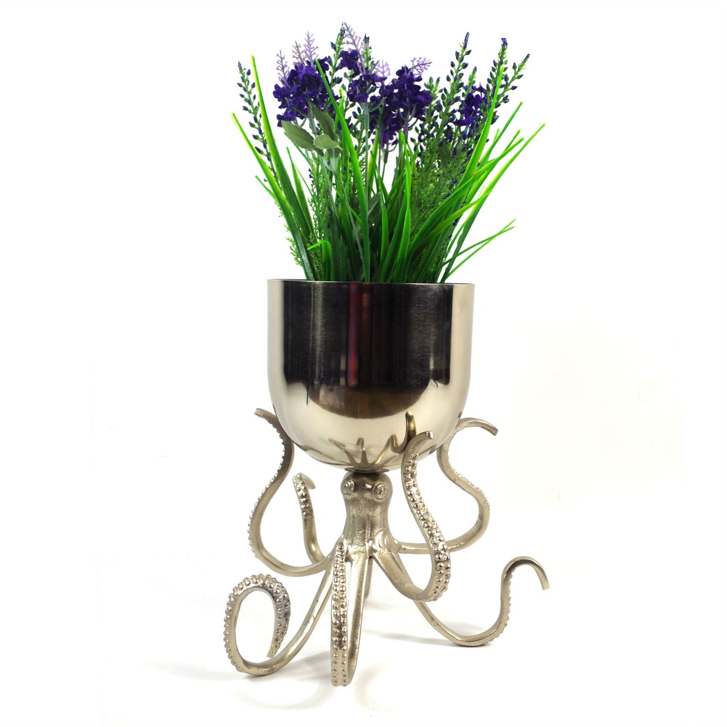 28cm Silver Metal Octopus Bowl Style Planter – image 3