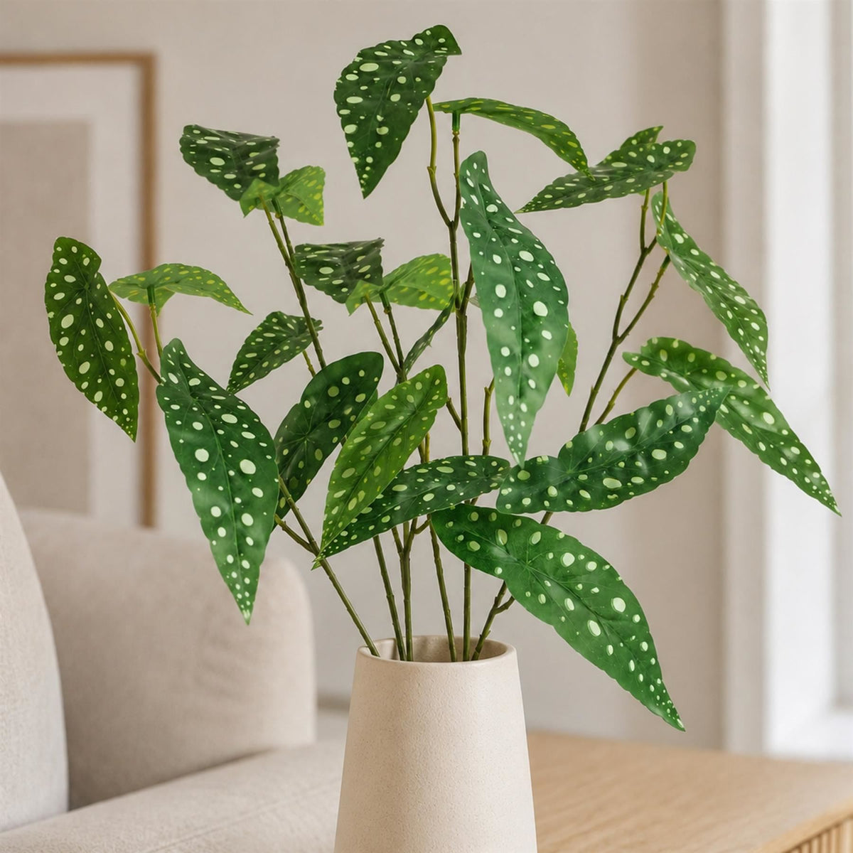 80cm Artificial Begonia Maculata Polka Dot Foliage Stem