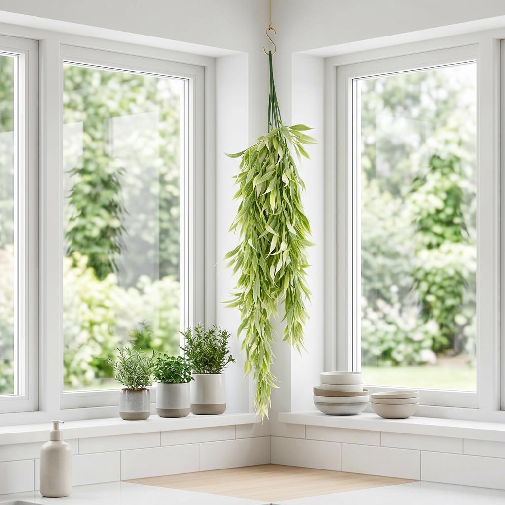 80cm Artificial Italian Ruscus Hanging Plant with Foliage Light Green – image 3