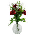 65cm Artificial Red Carnations Glass Ball Vase