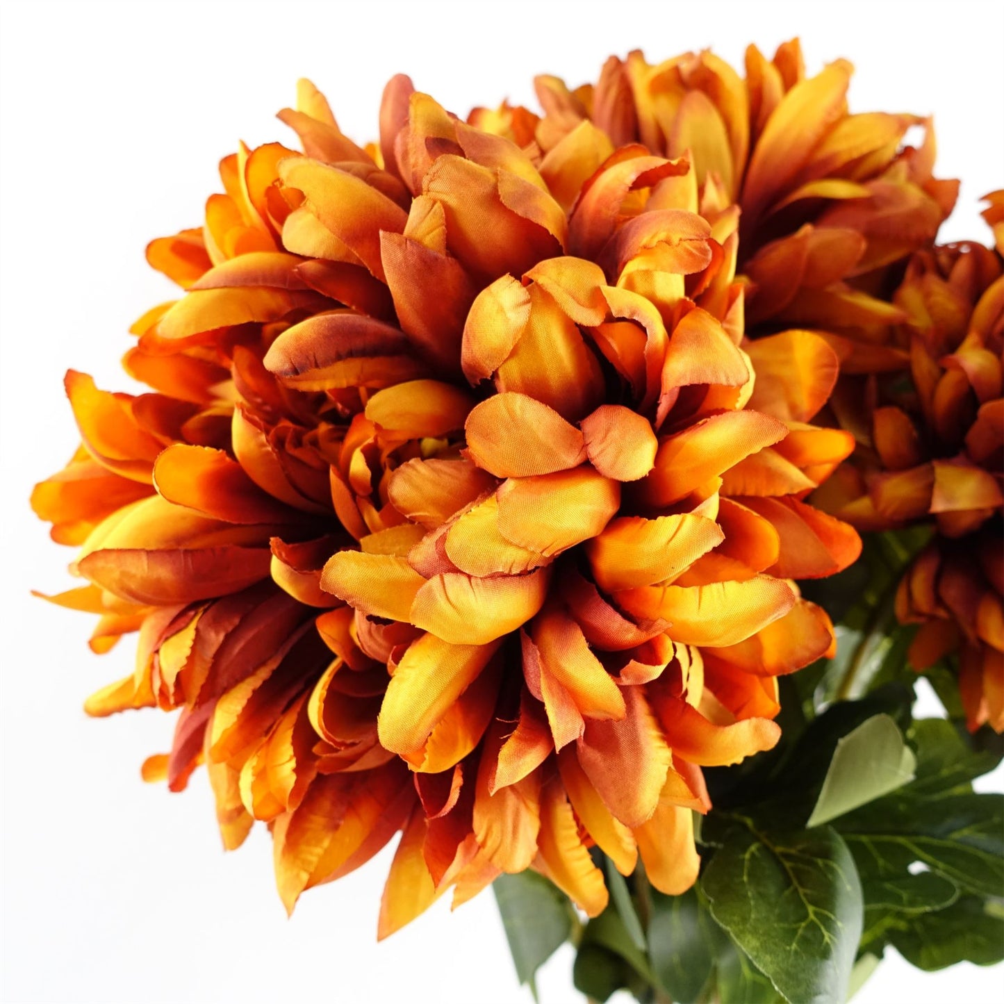 80cm Artificial Orange Chrysanthemum Foliage and Glass Vase – image 2