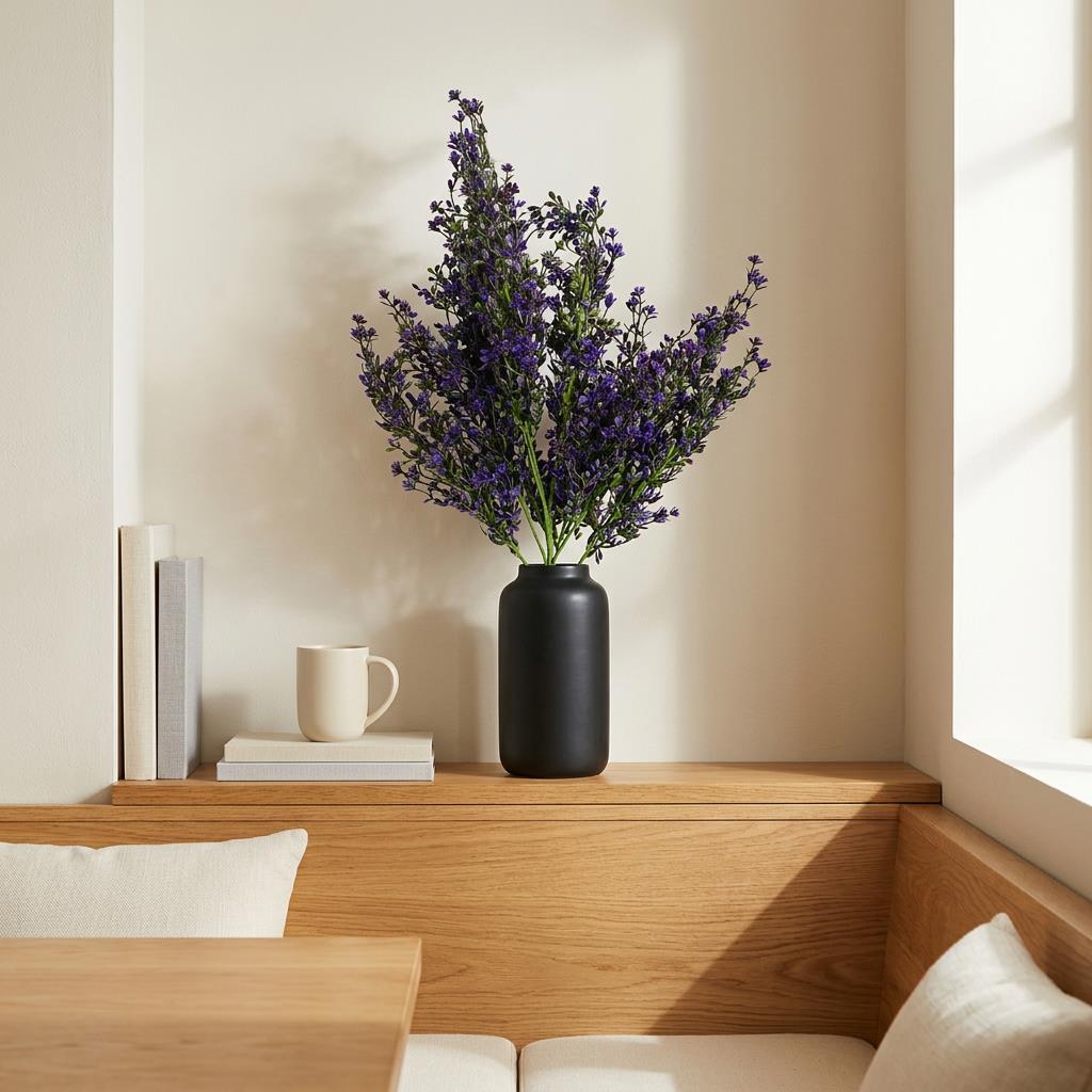 75cm Artificial Purple Heather Flower Bush Stem – image 3