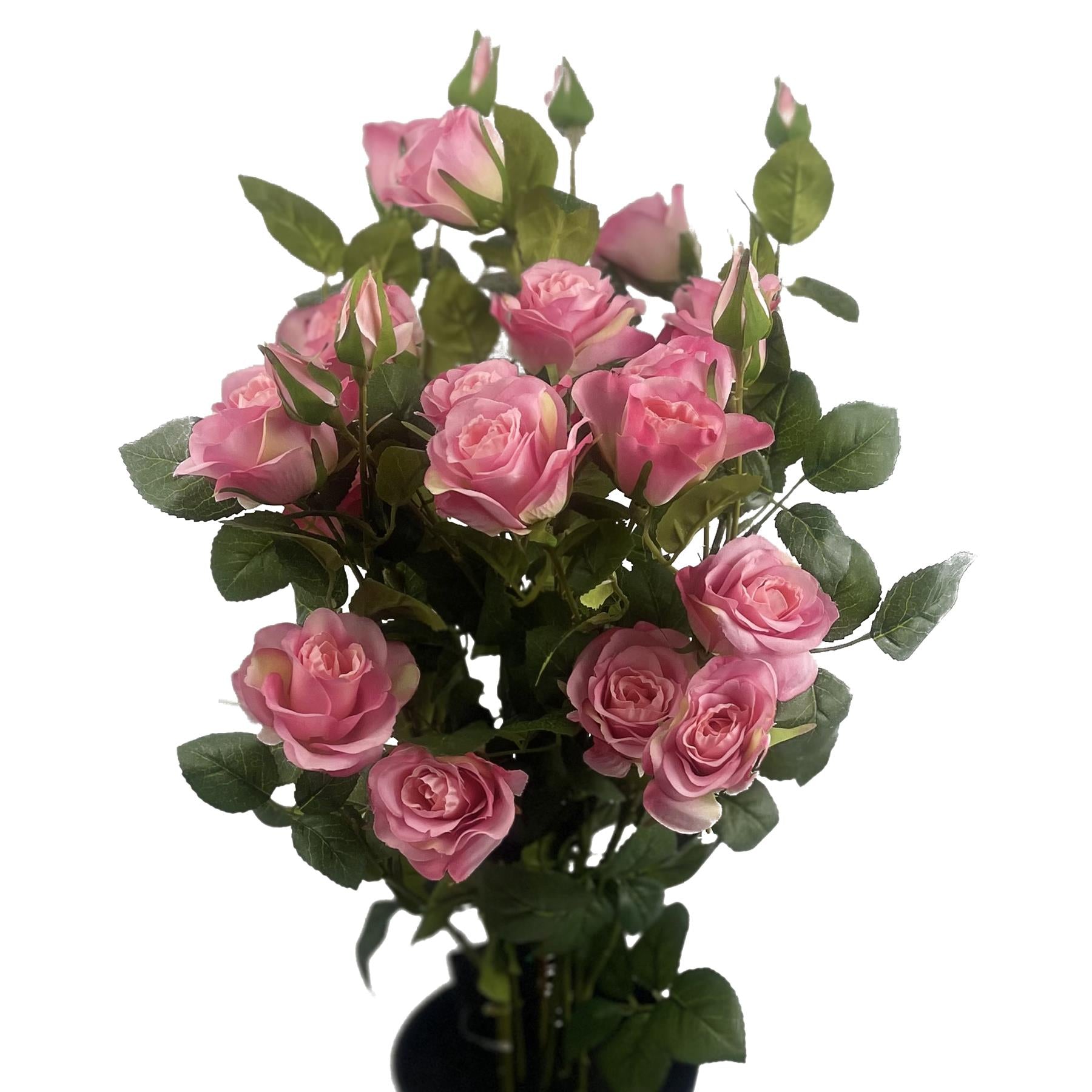 60cm Artificial Premium Rose Bush Pink Silk Flowers and Leaves – image 6